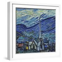 The Starry Night, June 1889 (Detail)-Vincent van Gogh-Framed Premium Giclee Print