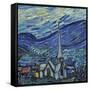 The Starry Night, June 1889 (Detail)-Vincent van Gogh-Framed Stretched Canvas