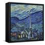 The Starry Night, June 1889 (Detail)-Vincent van Gogh-Framed Stretched Canvas