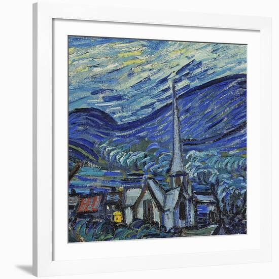 The Starry Night, June 1889 (Detail)-Vincent van Gogh-Framed Premium Giclee Print