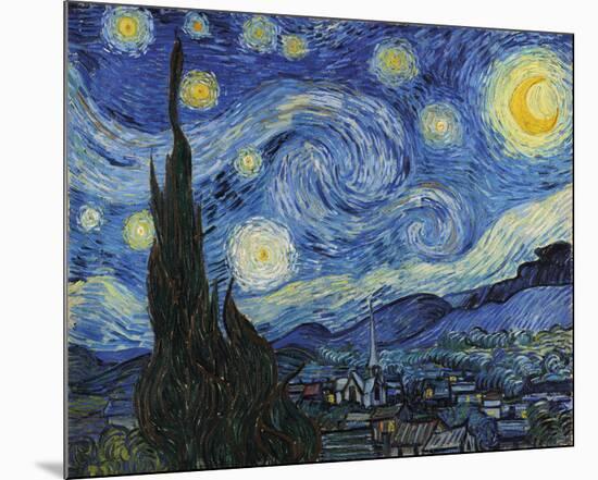 The Starry Night, June 1889-Vincent Van Gogh-Mounted Giclee Print