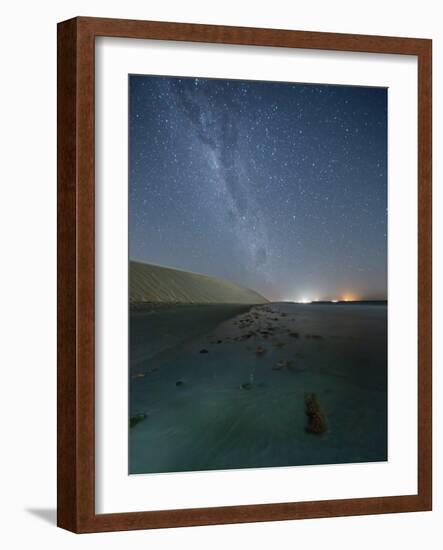 The Stars and Milky Way over the Dunes in Jericoacoara, Brazil-Alex Saberi-Framed Photographic Print