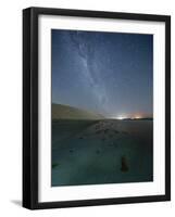 The Stars and Milky Way over the Dunes in Jericoacoara, Brazil-Alex Saberi-Framed Photographic Print