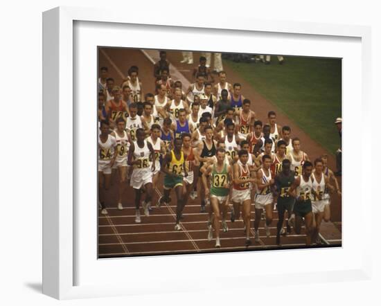 The Start of the 26 Mile Marathon at Summer Olympics-null-Framed Photographic Print