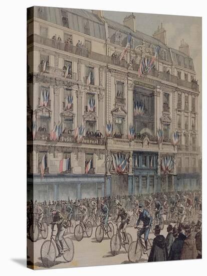 The Start of the Paris-Brest Bicycle Race in Front of the Offices of "Le Petit Journal"-Fortuné Louis Méaulle-Stretched Canvas