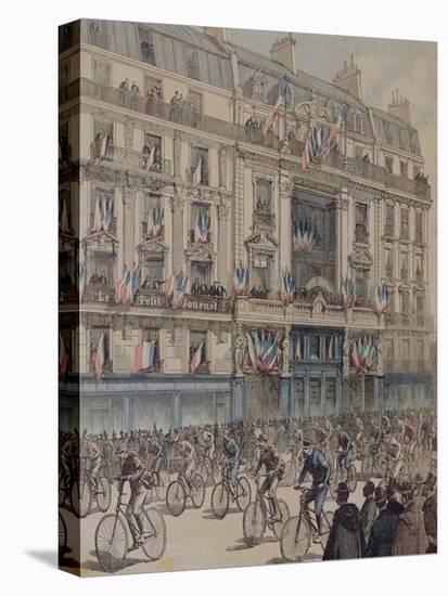 The Start of the Paris-Brest Bicycle Race in Front of the Offices of "Le Petit Journal"-Fortuné Louis Méaulle-Stretched Canvas