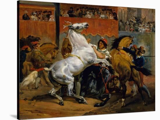 The Start of the Race of the Riderless Horses, 1820-Emile Jean Horace Vernet-Stretched Canvas