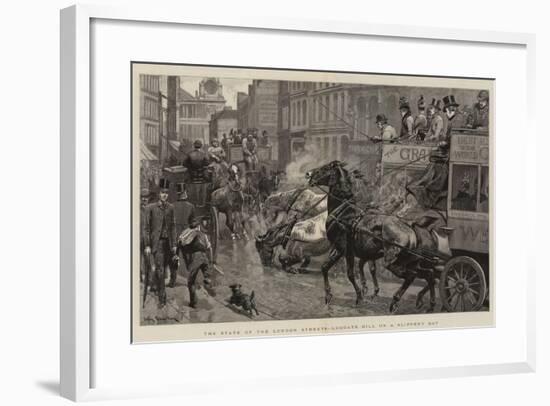 The State of the London Streets, Ludgate Hill on a Slippery Day-John Charlton-Framed Giclee Print
