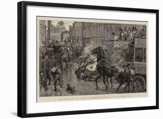 The State of the London Streets, Ludgate Hill on a Slippery Day-John Charlton-Framed Giclee Print