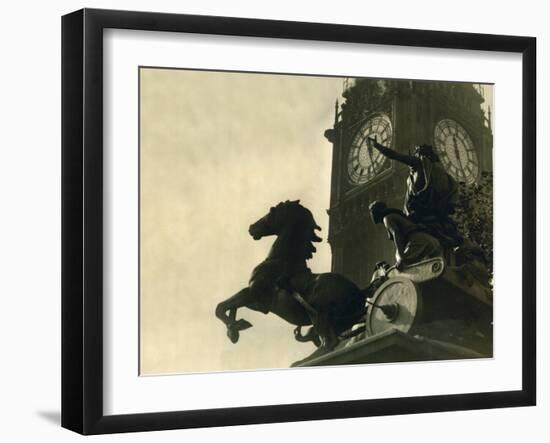 The Statue of Boadicea the Ancient Briton Queen Who Revolted Against the Romans, April 1931-null-Framed Premium Photographic Print