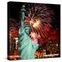 The Statue of Liberty and Holiday Fireworks-Gary718-Stretched Canvas