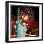 The Statue of Liberty and Holiday Fireworks-Gary718-Framed Photographic Print