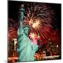 The Statue of Liberty and Holiday Fireworks-Gary718-Mounted Photographic Print