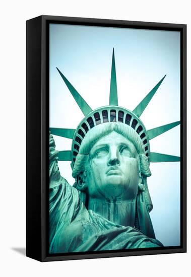 The Statue of Liberty at New York City-Curioso Travel Photography-Framed Stretched Canvas