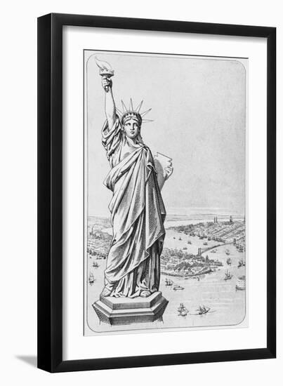 The Statue of Liberty, New York, C.1885 (Engraving) (B/W Photo)-American-Framed Giclee Print