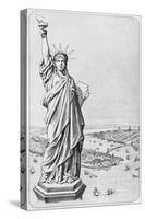 The Statue of Liberty, New York, C.1885 (Engraving) (B/W Photo)-American-Stretched Canvas