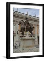 The Statue of Marcus Aurelius in the Piazza Del Campidoglio-null-Framed Giclee Print