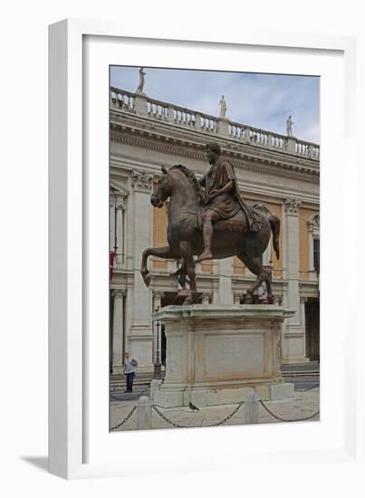 The Statue of Marcus Aurelius in the Piazza Del Campidoglio-null-Framed Giclee Print