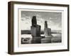 The Statue of Memnon and its Companion at the Time of High Nile. Egypt, 1879-null-Framed Giclee Print