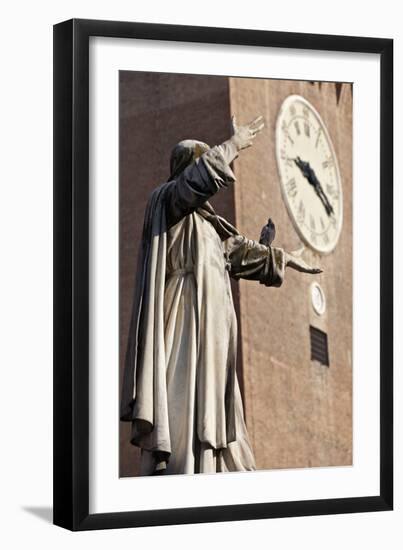 The Statue of Savonarola Outside the Castello Estense Ferrara Emilia-Romagna Italy-Julian Castle-Framed Photo