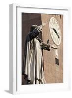 The Statue of Savonarola Outside the Castello Estense Ferrara Emilia-Romagna Italy-Julian Castle-Framed Photo