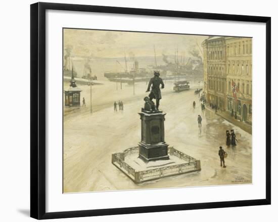 The Statue of Tordenskiold Facing Piperviken, Oslo Harbour, 1906-Paul Fischer-Framed Giclee Print