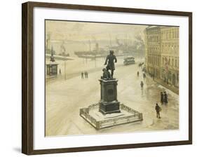 The Statue of Tordenskiold Facing Piperviken, Oslo Harbour, 1906-Paul Fischer-Framed Giclee Print