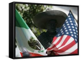 The Statute of Mexican Revolutionary War Hero General Emiliano Zapata-null-Framed Stretched Canvas