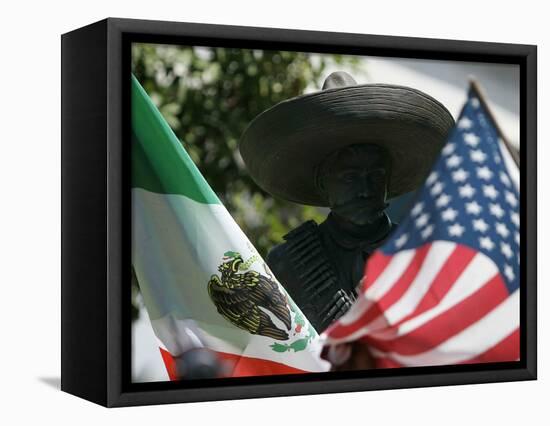 The Statute of Mexican Revolutionary War Hero General Emiliano Zapata-null-Framed Stretched Canvas