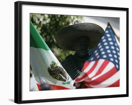 The Statute of Mexican Revolutionary War Hero General Emiliano Zapata-null-Framed Photographic Print