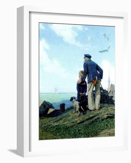 The Stay at Homes (or Outward Bound; Looking Out to Sea)-Norman Rockwell-Framed Giclee Print