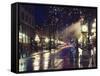 The Steam Clock at Night on Water Street, Gastown, Vancouver, British Columbia, Canada-Christian Kober-Framed Stretched Canvas