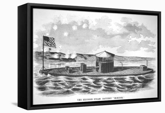 The Steam-Powered Ironclad USS Monitor, Designed by John Ericsson-null-Framed Stretched Canvas