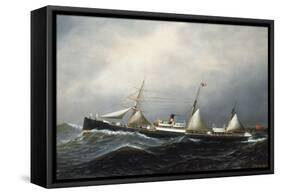 The Steamship Devon, 1879-Antonio Jacobsen-Framed Stretched Canvas