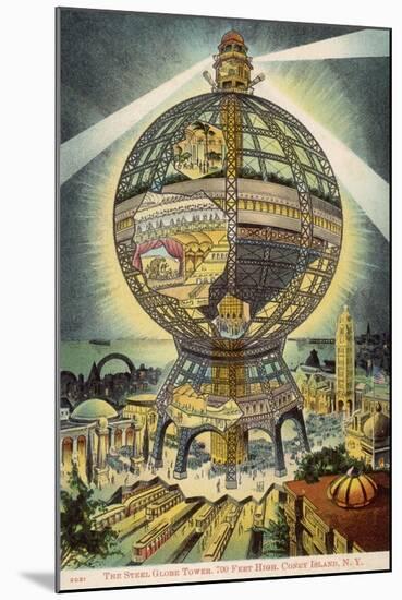 The Steel Globe Tower, 700 Feet High, on Coney Island, New York, America-null-Mounted Art Print