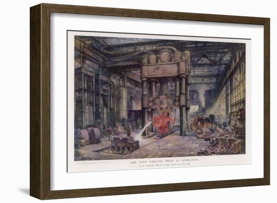 The Steelworks of John Brown and Co Sheffield Yorkshire: The 6000 Ton Forging Press-Herbert Finn-Framed Art Print