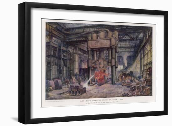 The Steelworks of John Brown and Co Sheffield Yorkshire: The 6000 Ton Forging Press-Herbert Finn-Framed Art Print