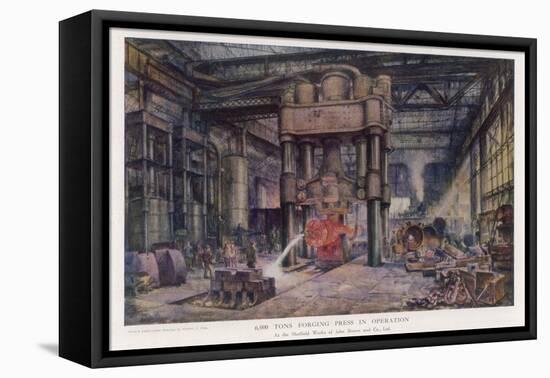 The Steelworks of John Brown and Co Sheffield Yorkshire: The 6000 Ton Forging Press-Herbert Finn-Framed Stretched Canvas