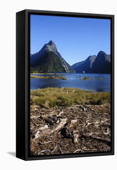 The Steep Cliffs of Milford Sound-Michael-Framed Stretched Canvas