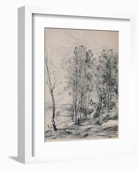 'The Steeple of Saint-Nicolas-Les-Arras', c.1870s, (1946)-Jean-Baptiste-Camille Corot-Framed Giclee Print