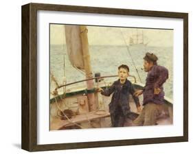 The Steering Lesson-Henry Scott Tuke-Framed Giclee Print