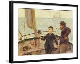 The Steering Lesson-Henry Scott Tuke-Framed Giclee Print