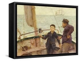 The Steering Lesson-Henry Scott Tuke-Framed Stretched Canvas