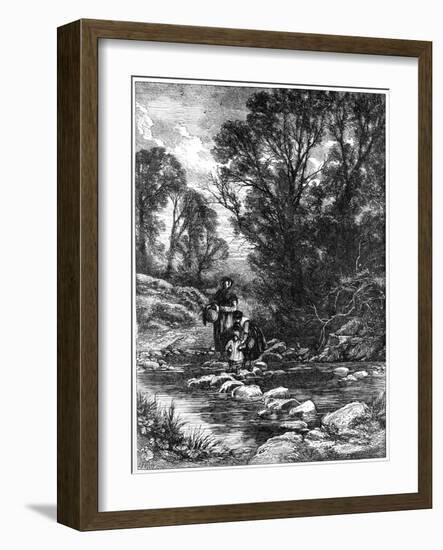 The Stepping Stones, C1930s-Birket Foster-Framed Giclee Print