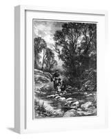 The Stepping Stones, C1930s-Birket Foster-Framed Giclee Print