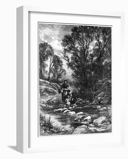 The Stepping Stones, C1930s-Birket Foster-Framed Giclee Print