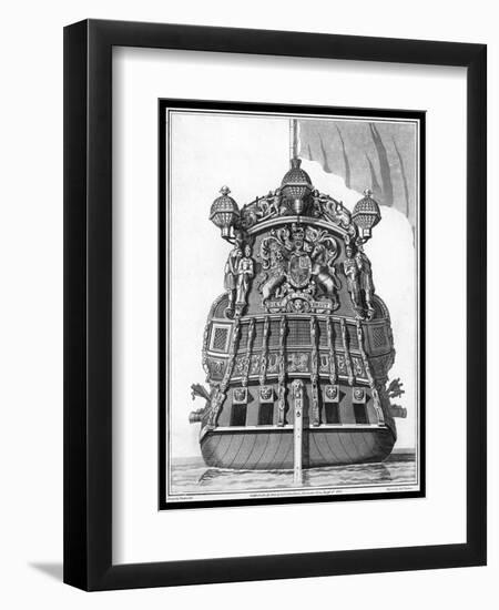 The Stern of a British Warship Showing the British Coat of Arms-Charles Tomkins-Framed Art Print