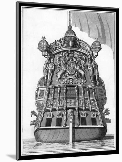 The Stern of a British Warship Showing the British Coat of Arms-Charles Tomkins-Mounted Art Print