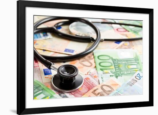 The Stethoscope and the Euro Banknotes-jirkaejc-Framed Photographic Print