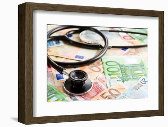 The Stethoscope and the Euro Banknotes-jirkaejc-Framed Photographic Print